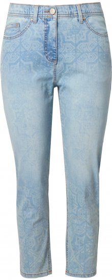 Ulla Popken Tile Laser Print Stretch Fit Jeans Light Light Blue Denim - Τζιν & Παντελόνια για Γυναίκες σε Μεγάλες Μεγέθη – Plus Size - 