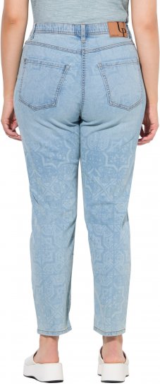 Ulla Popken Tile Laser Print Stretch Fit Jeans Light Light Blue Denim - Τζιν & Παντελόνια για Γυναίκες σε Μεγάλες Μεγέθη – Plus Size - 