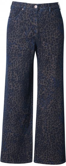Ulla Popken Leopard Print Stretch Fit Jeans Ink Blue - Τζιν & Παντελόνια για Γυναίκες σε Μεγάλες Μεγέθη – Plus Size - 