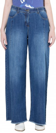 Ulla Popken Extra Wide Leg Stretch Fit Jeans Denim Blue - Τζιν & Παντελόνια για Γυναίκες σε Μεγάλες Μεγέθη – Plus Size - 