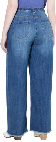 Ulla Popken Extra Wide Leg Stretch Fit Jeans Denim Blue - Τζιν & Παντελόνια για Γυναίκες σε Μεγάλες Μεγέθη – Plus Size - 