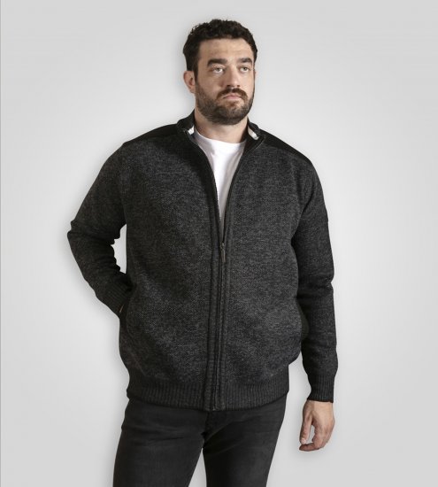 D555 Dereham 2 Knitted Sweater with Zipper Charcoal Marl - φούτερ/Φούτερ με κουκούλα - φούτερ/Φούτερ με κουκούλα ανδρικά μεγάλα μεγέθη 