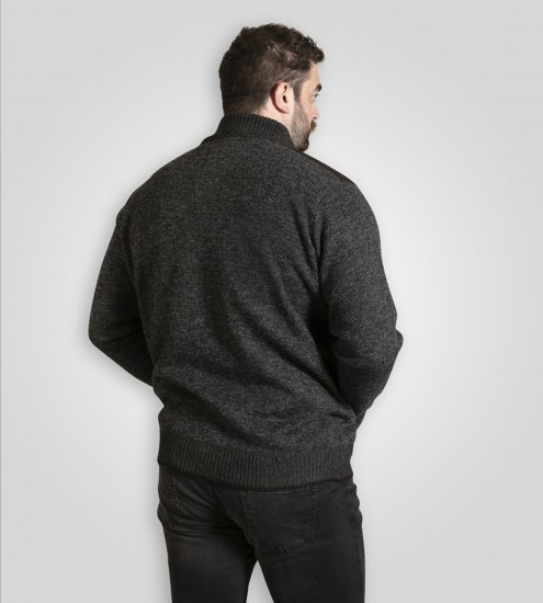 D555 Dereham 2 Knitted Sweater with Zipper Charcoal Marl - φούτερ/Φούτερ με κουκούλα - φούτερ/Φούτερ με κουκούλα ανδρικά μεγάλα μεγέθη 