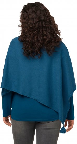 Ulla Popken Knit Pointed Hem Poncho Cerulean - φούτερ/Φούτερ με κουκούλα - 