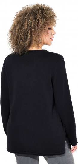 Ulla Popken Sequined Star Rolled Edge Sweater Black - φούτερ/Φούτερ με κουκούλα - 