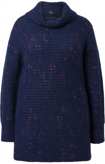 Ulla Popken Space Yarn Oversized Turtleneck Sweater Blue - φούτερ/Φούτερ με κουκούλα - 