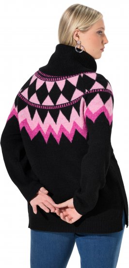 Ulla Popken Neon Alpine Pattern Long Sleeve Turtleneck Sweater Light Pink - φούτερ/Φούτερ με κουκούλα - 