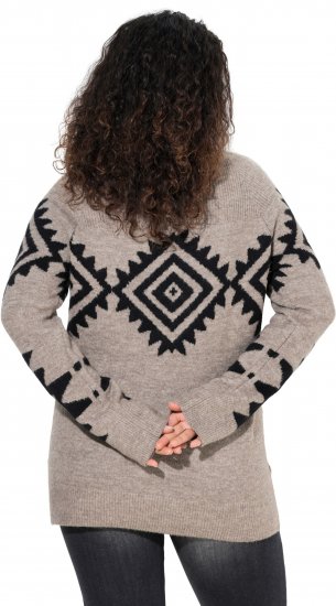 Ulla Popken Aztec Pattern Turtleneck Sweater Pebble Grey - φούτερ/Φούτερ με κουκούλα - 
