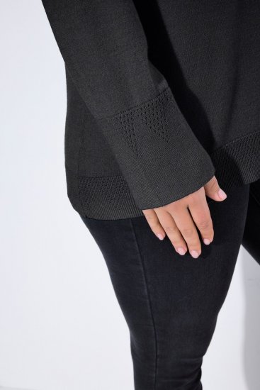 Ulla Popken Long Sleeves Mock Turtleneck Sweater Charcoal Grey Melange - φούτερ/Φούτερ με κουκούλα - Ζεστά Φούτερ, Hoodies & Πλεκτά