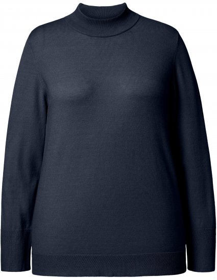 Ulla Popken Long Sleeves Mock Turtleneck Sweater Navy - φούτερ/Φούτερ με κουκούλα - 