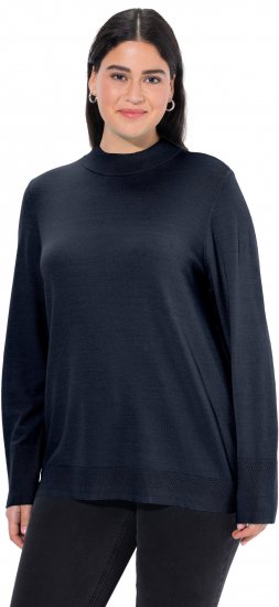 Ulla Popken Long Sleeves Mock Turtleneck Sweater Navy - φούτερ/Φούτερ με κουκούλα - 