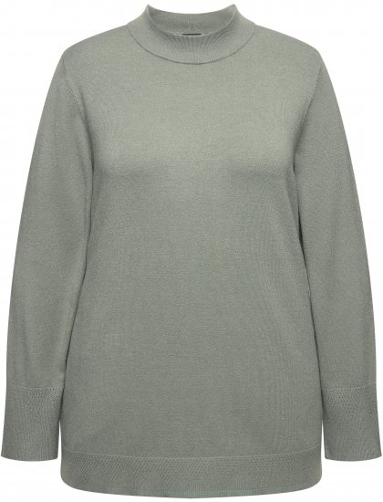 Ulla Popken Long Sleeves Mock Turtleneck Sweater Grey - φούτερ/Φούτερ με κουκούλα - 
