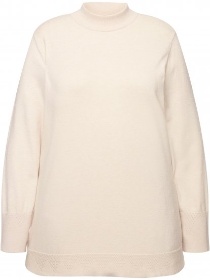 Ulla Popken Long Sleeves Mock Turtleneck Sweater Nature Melange - φούτερ/Φούτερ με κουκούλα - 