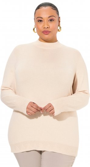 Ulla Popken Long Sleeves Mock Turtleneck Sweater Nature Melange - φούτερ/Φούτερ με κουκούλα - 