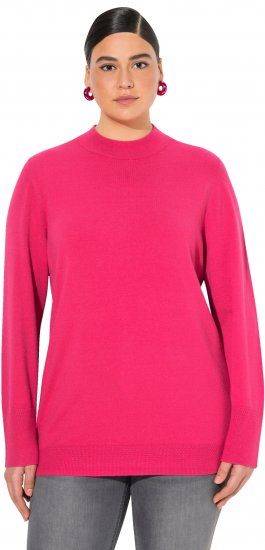 Ulla Popken Long Sleeves Mock Turtleneck Sweater Red Pink - φούτερ/Φούτερ με κουκούλα - 