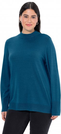 Ulla Popken Long Sleeves Mock Turtleneck Sweater Emerald Green - φούτερ/Φούτερ με κουκούλα - 