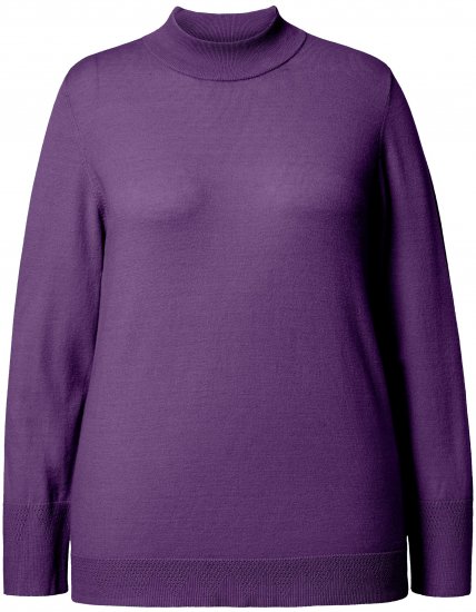 Ulla Popken Long Sleeves Mock Turtleneck Sweater Deep Violet - φούτερ/Φούτερ με κουκούλα - 