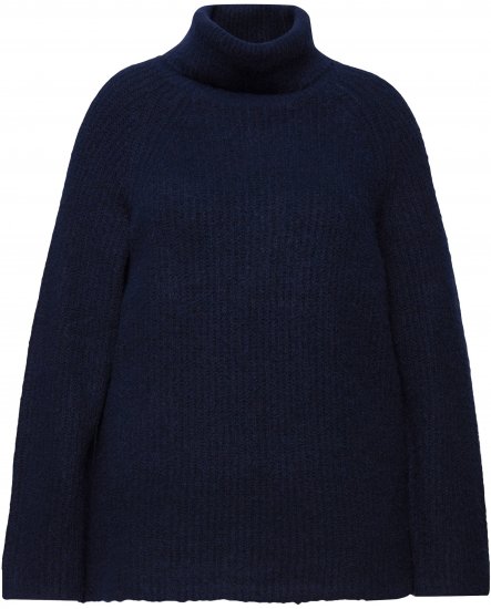 Ulla Popken Ribbed Knit Turtleneck Sweater Navy - φούτερ/Φούτερ με κουκούλα - 
