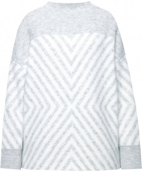 Ulla Popken Graphic Stripe Long Sleeve Turtleneck Sweater Silver Melange - φούτερ/Φούτερ με κουκούλα - 