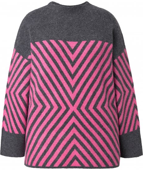 Ulla Popken Graphic Stripe Long Sleeve Turtleneck Sweater Flamingo - φούτερ/Φούτερ με κουκούλα - 