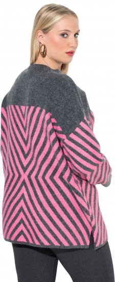 Ulla Popken Graphic Stripe Long Sleeve Turtleneck Sweater Flamingo - φούτερ/Φούτερ με κουκούλα - 
