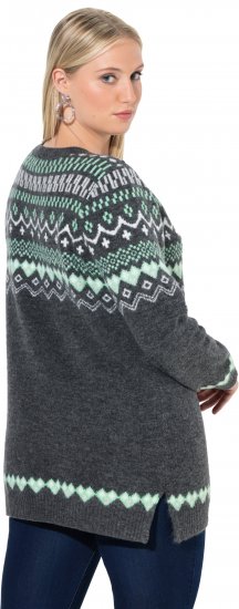 Ulla Popken Norwegian Style Pastel Tone Long Sleeve Sweater Dark Grey Melange - φούτερ/Φούτερ με κουκούλα - 