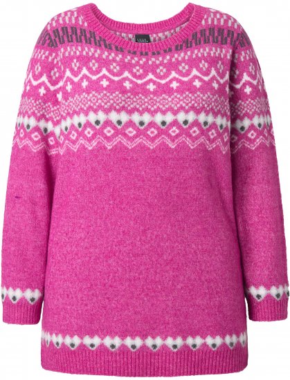 Ulla Popken Norwegian Style Pastel Tone Long Sleeve Sweater Summer Berry - φούτερ/Φούτερ με κουκούλα - 