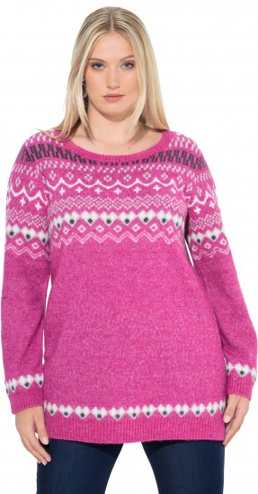 Ulla Popken Norwegian Style Pastel Tone Long Sleeve Sweater Summer Berry - φούτερ/Φούτερ με κουκούλα - 
