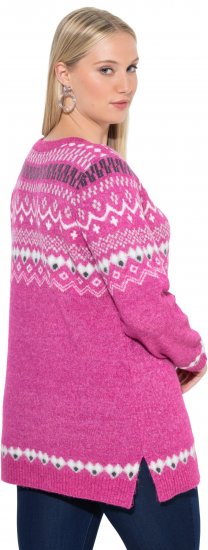 Ulla Popken Norwegian Style Pastel Tone Long Sleeve Sweater Summer Berry - φούτερ/Φούτερ με κουκούλα - 