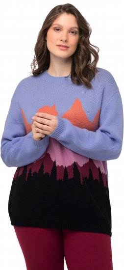 Ulla Popken Long Sleeve Knit Mountain Range Sweater Bright Purple - φούτερ/Φούτερ με κουκούλα - 