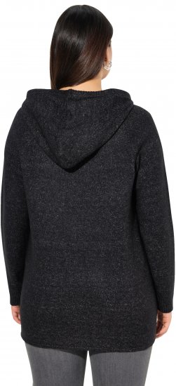 Ulla Popken Sequined Knit Long Sleeve Hoodie Black - φούτερ/Φούτερ με κουκούλα - 
