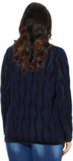 Ulla Popken Openwork Chenille Sweater Navy - φούτερ/Φούτερ με κουκούλα - 