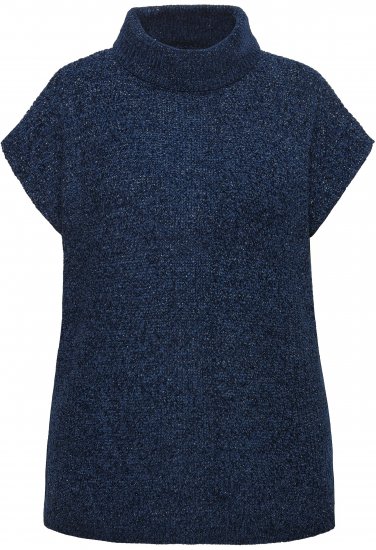 Ulla Popken Cap Sleeve Turtleneck Sweater Blue - φούτερ/Φούτερ με κουκούλα - 