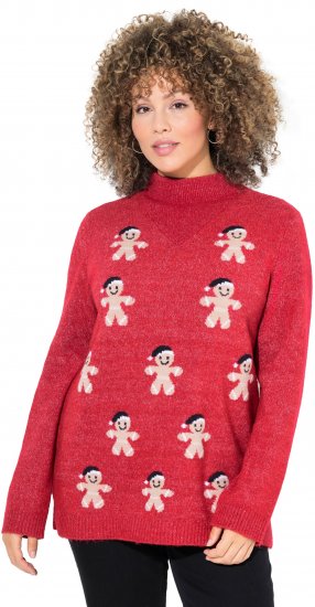 Ulla Popken Gingerbread Men Sweater Salsa Red - φούτερ/Φούτερ με κουκούλα - 