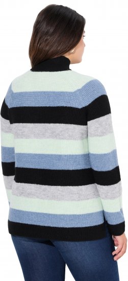 Ulla Popken Chunky Striped Turtleneck Sweater Mint Green - φούτερ/Φούτερ με κουκούλα - 