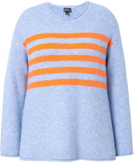 Ulla Popken Striped Long Sleeve Sweater Sky Blue - φούτερ/Φούτερ με κουκούλα - 