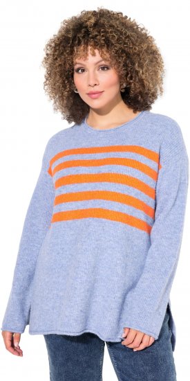 Ulla Popken Striped Long Sleeve Sweater Sky Blue - φούτερ/Φούτερ με κουκούλα - 