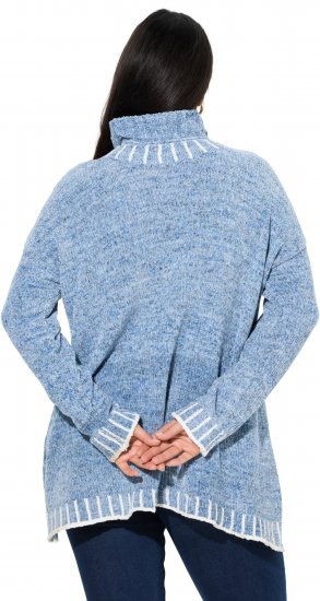 Ulla Popken Blanket Stitch Oversized Turtleneck Sweater Dove Blue - φούτερ/Φούτερ με κουκούλα - 