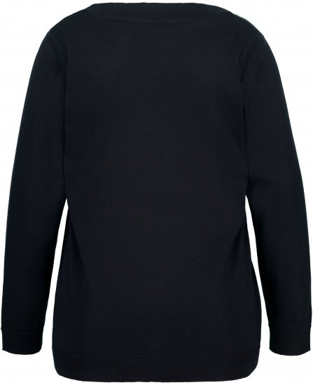 Ulla Popken Soft Fine Knit Pullover V-Neck Sweatshirt Marine - φούτερ/Φούτερ με κουκούλα - 