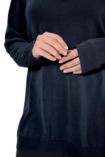 Ulla Popken Soft Fine Knit Pullover V-Neck Sweatshirt Marine - φούτερ/Φούτερ με κουκούλα - Ζεστά Φούτερ, Hoodies & Πλεκτά