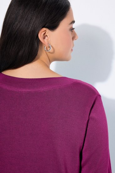 Ulla Popken Soft Fine Knit Pullover V-Neck Sweatshirt Dark Lilac - φούτερ/Φούτερ με κουκούλα - Ζεστά Φούτερ, Hoodies & Πλεκτά