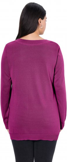 Ulla Popken Soft Fine Knit Pullover V-Neck Sweatshirt Dark Lilac - φούτερ/Φούτερ με κουκούλα - 