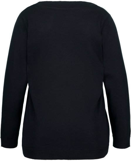 Ulla Popken Casual V-Neck Long Sleeve Sweater Navy Blue - φούτερ/Φούτερ με κουκούλα - 