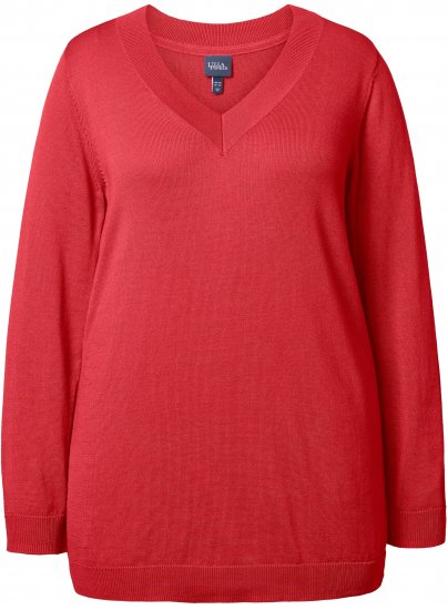 Ulla Popken Casual V-Neck Long Sleeve Sweater Salsa - φούτερ/Φούτερ με κουκούλα - 