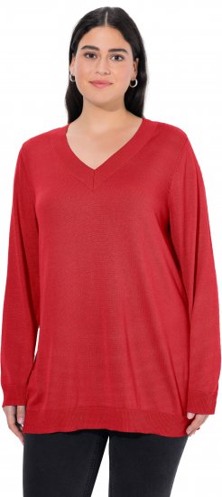 Ulla Popken Casual V-Neck Long Sleeve Sweater Salsa - φούτερ/Φούτερ με κουκούλα - 