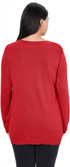 Ulla Popken Casual V-Neck Long Sleeve Sweater Salsa - φούτερ/Φούτερ με κουκούλα - 