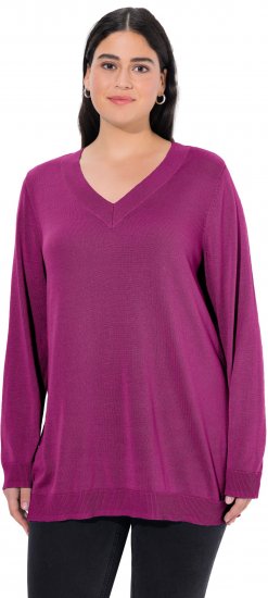 Ulla Popken Casual V-Neck Long Sleeve Sweater Berry - φούτερ/Φούτερ με κουκούλα - 