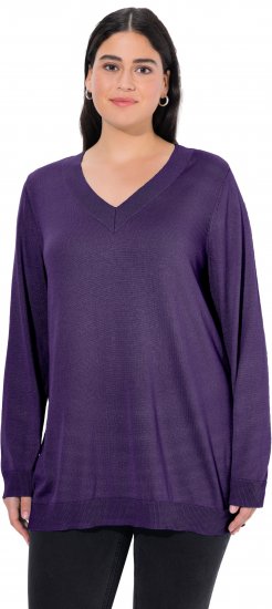 Ulla Popken Casual V-Neck Long Sleeve Sweater Deep Violet - φούτερ/Φούτερ με κουκούλα - 
