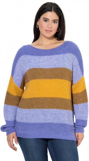 Ulla Popken Colorful Chunky Striped Sweater Lavender - φούτερ/Φούτερ με κουκούλα - 