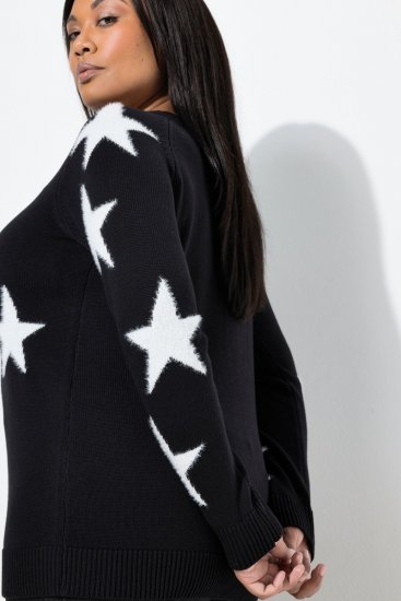 Ulla Popken Glitter Stars Soft Knit Sweater Black - φούτερ/Φούτερ με κουκούλα - Ζεστά Φούτερ, Hoodies & Πλεκτά